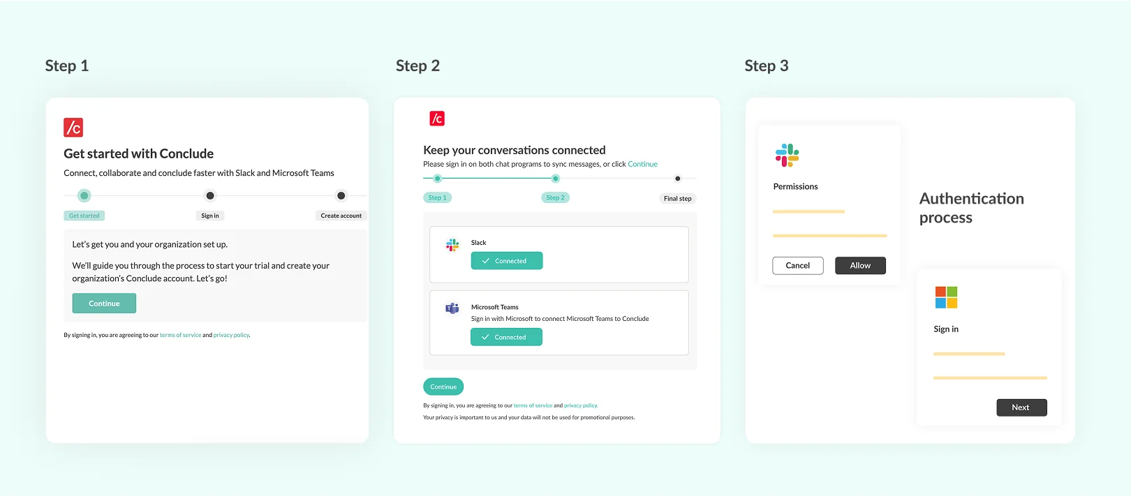 sign in with slack and teams