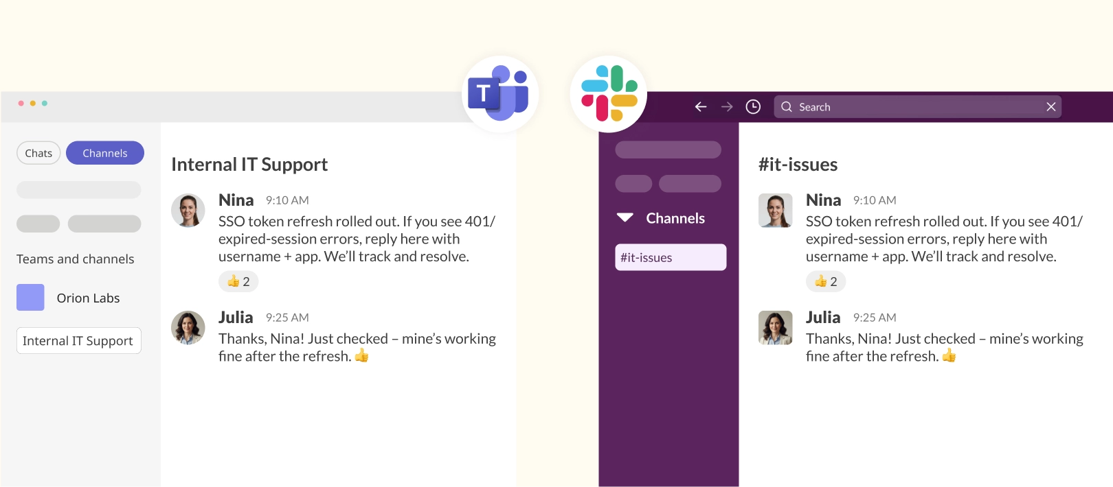 conclude connect slack teams chat
