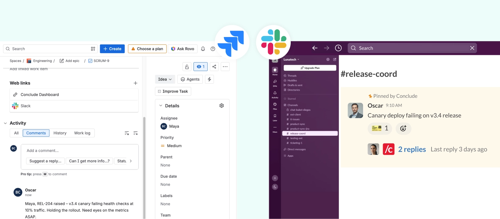 jira and slack ticketing conclude apps