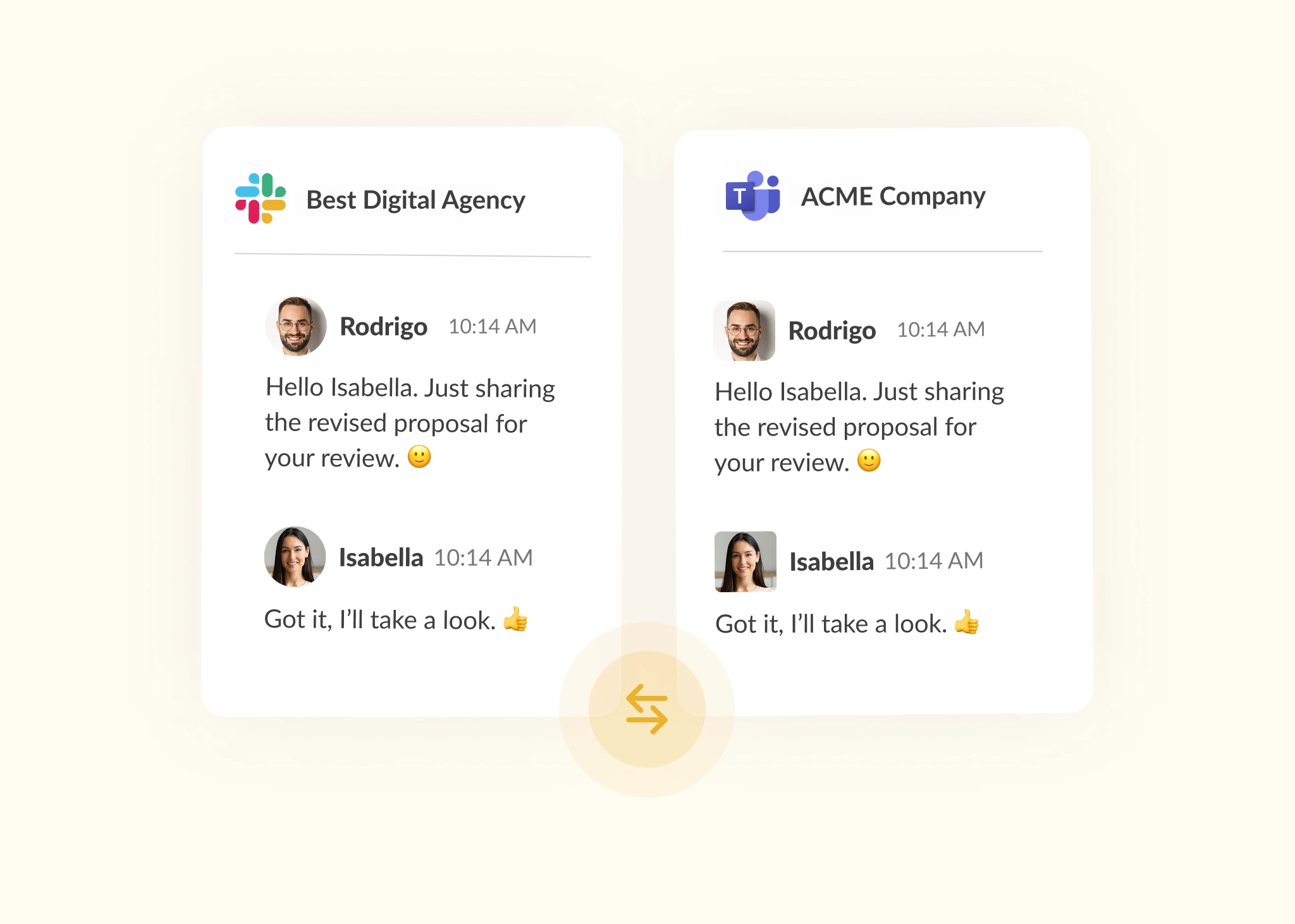 agency client communication on slack and teams