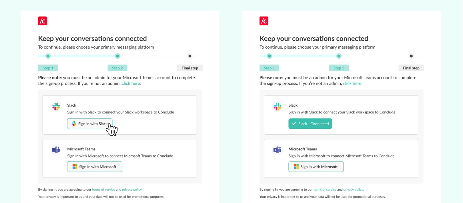 sign in with slack