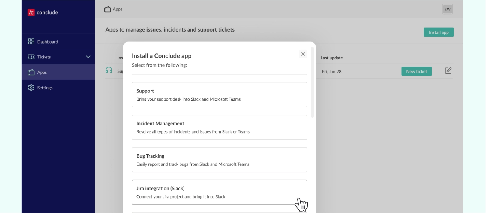 choose your app template for Slack