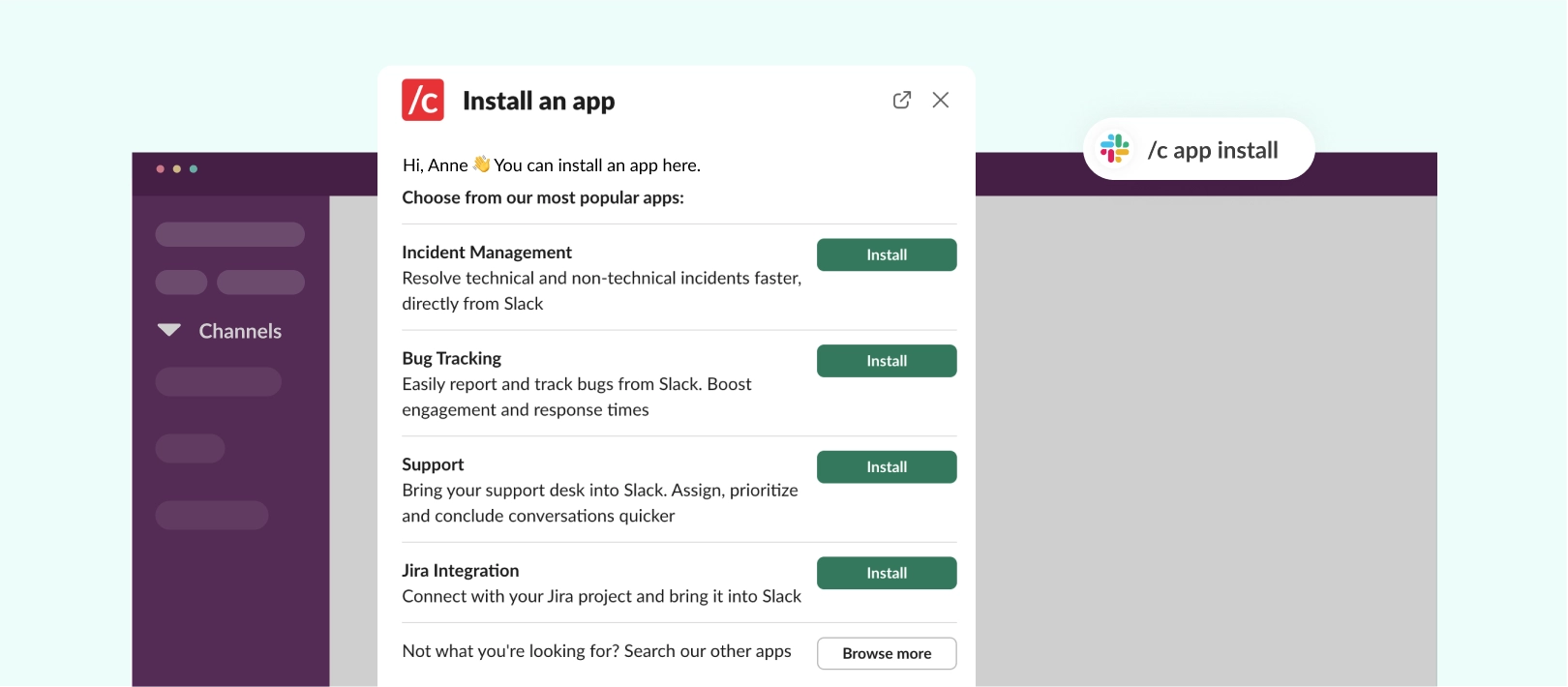 choose your app template for Slack