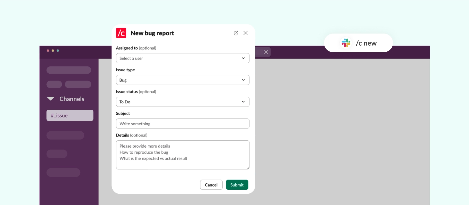 create jira ticket from slack
