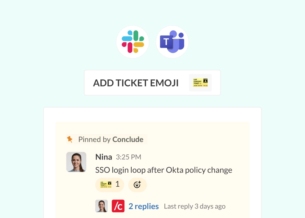 ticketing in slack and microsoft teams