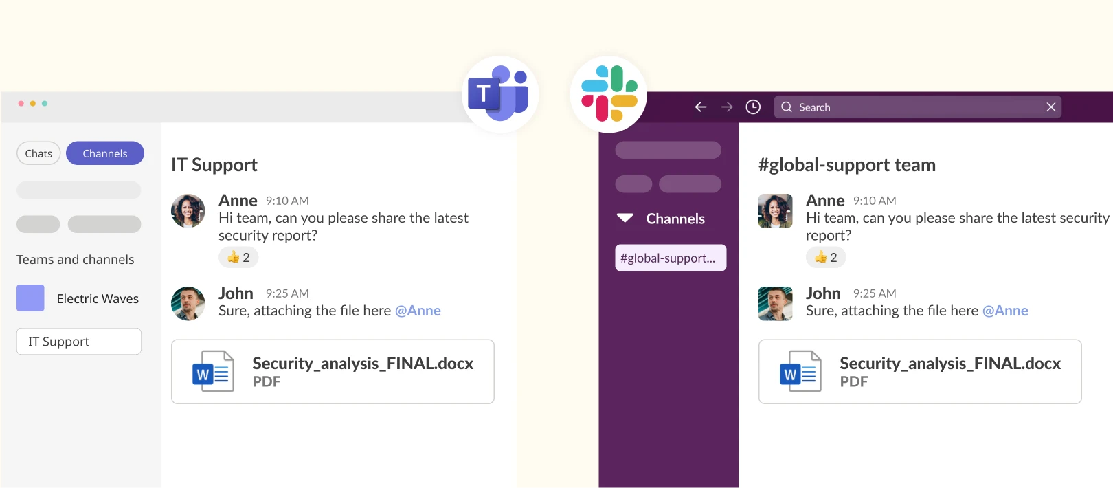 connect slack and teams channels