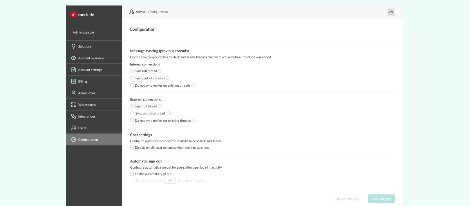 configuration message syncing