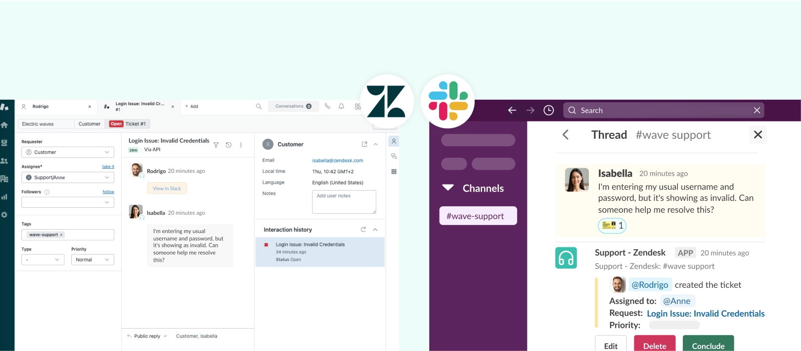 updated ui slack zendesk integration 