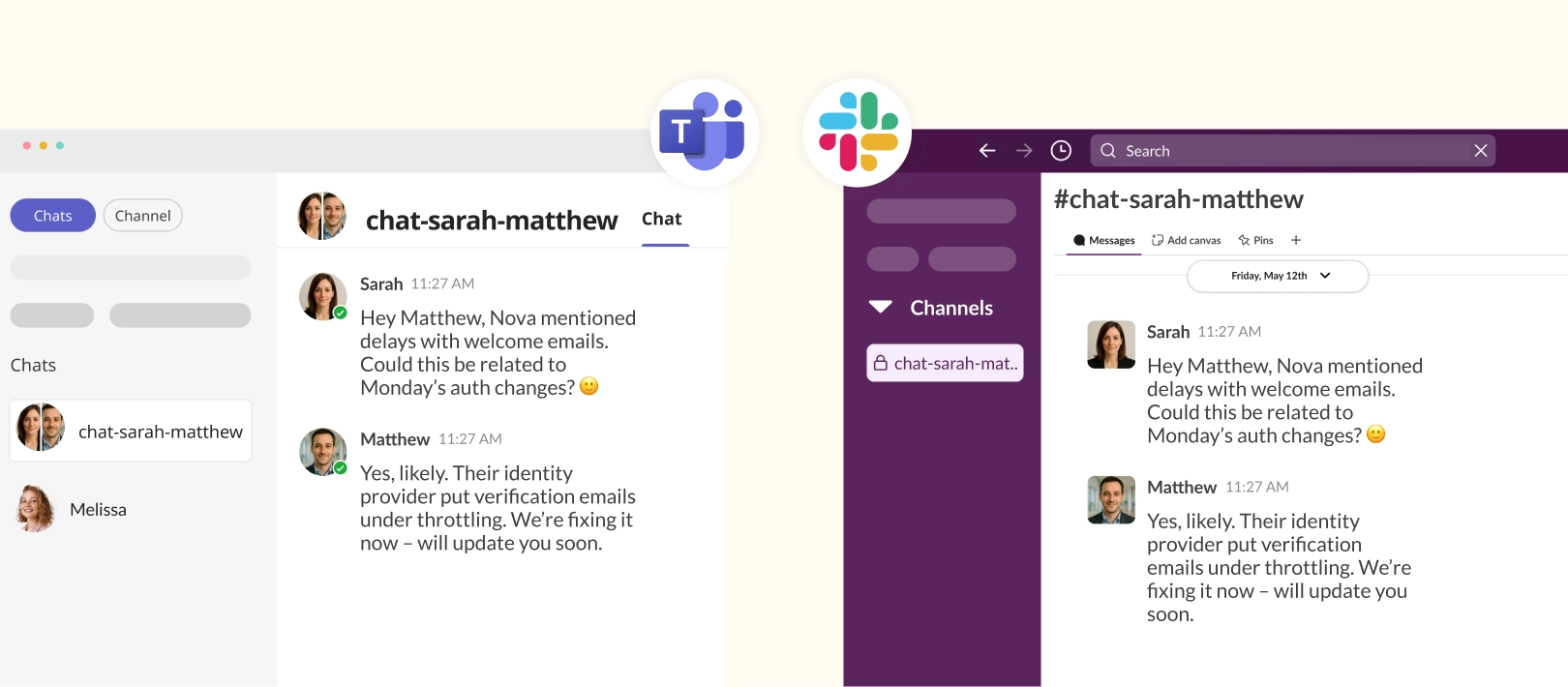link existing teams chats