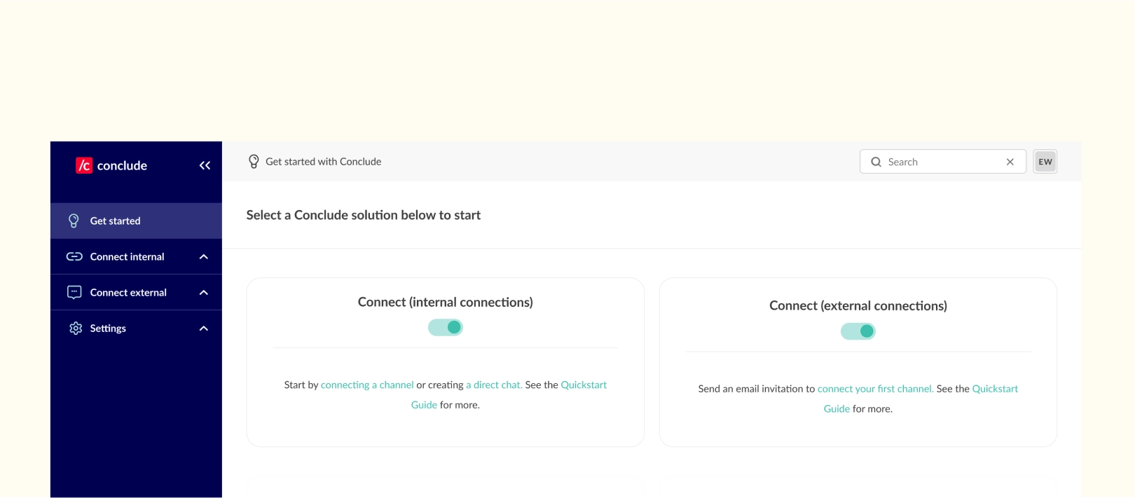 conclude dashboard connect slack and teams