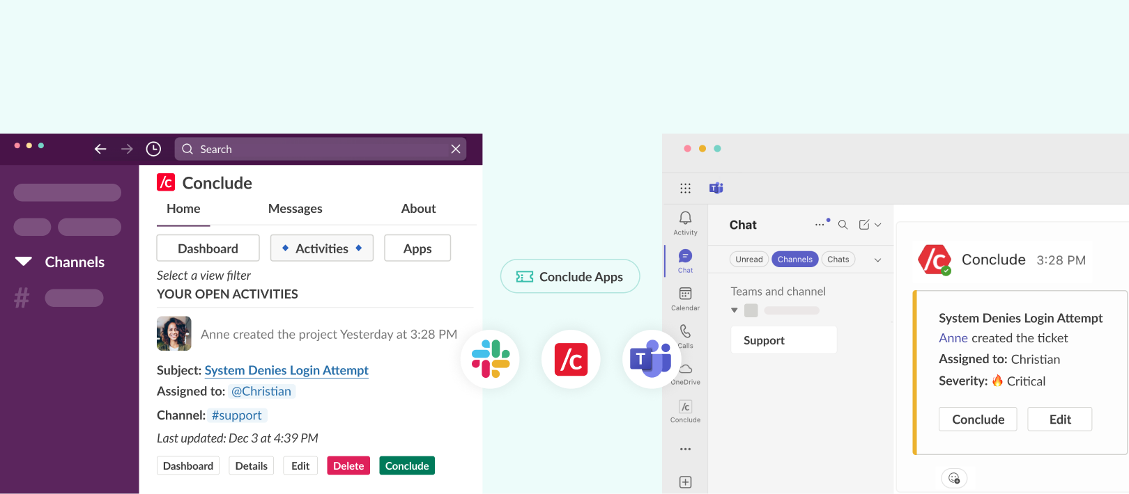 Conclude Apps offer ticketing and task management for Slack and Microsoft Teams conclude apps reduce context switching