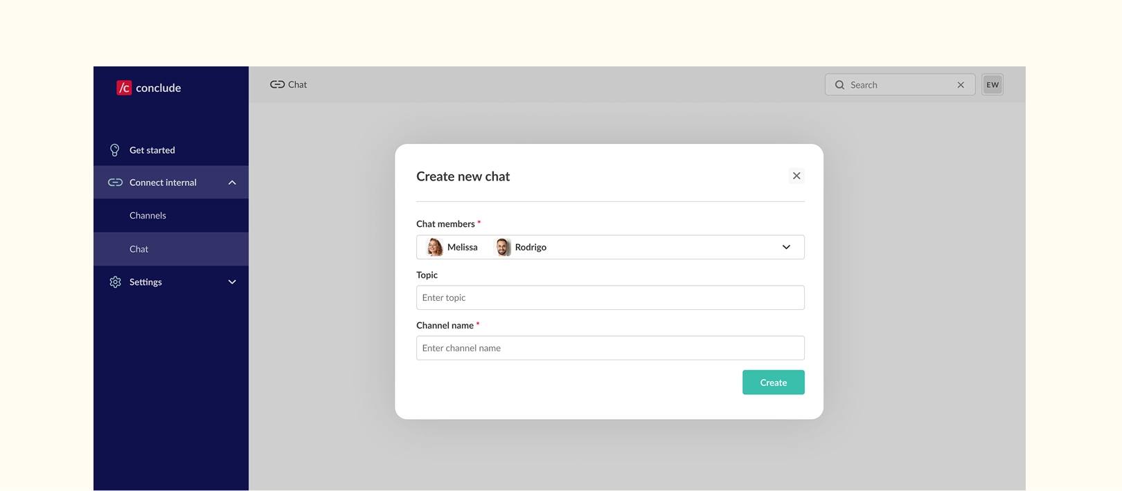Create new chat from web dashboard
