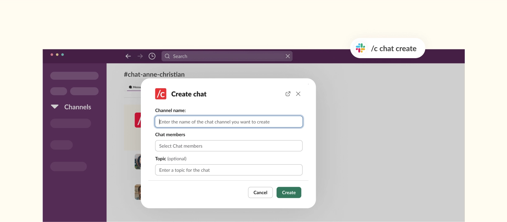 create chat slack