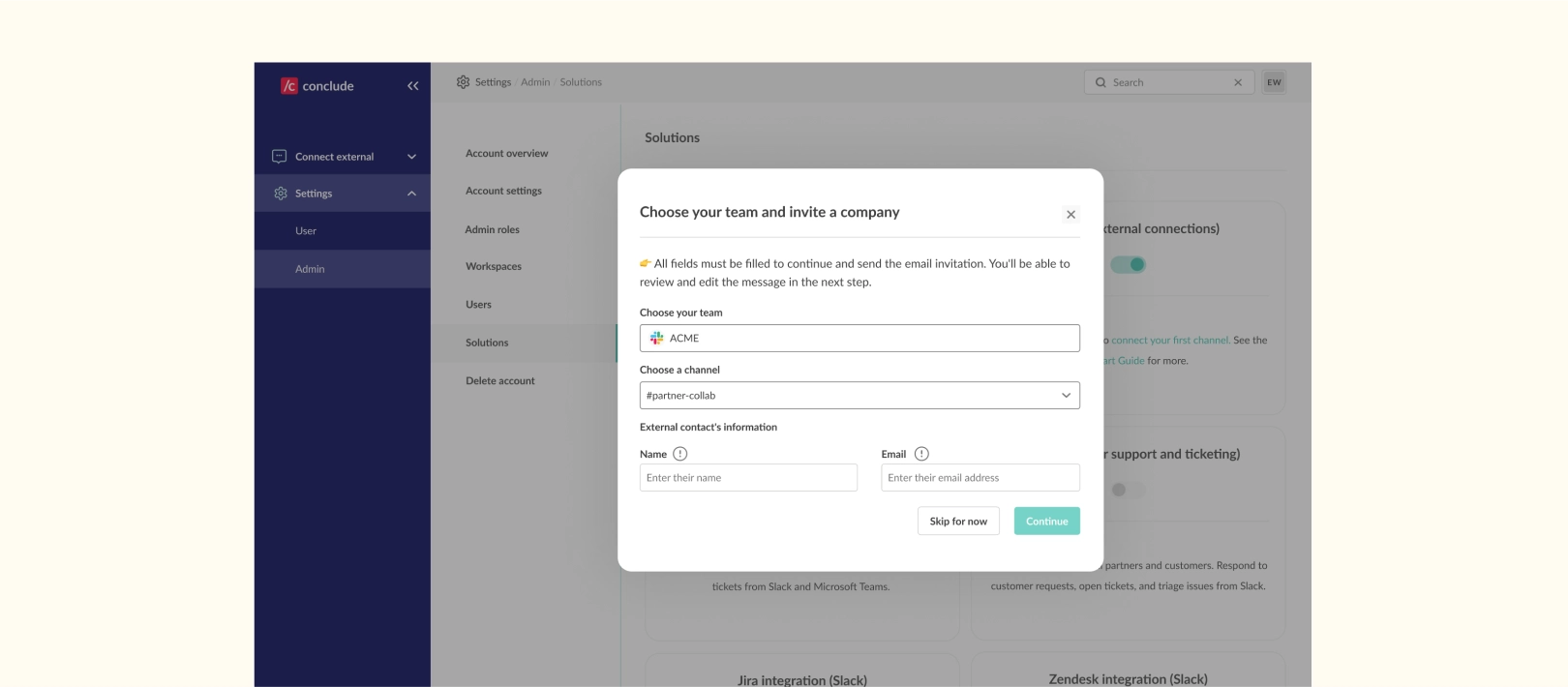 choose your workspace team and channel