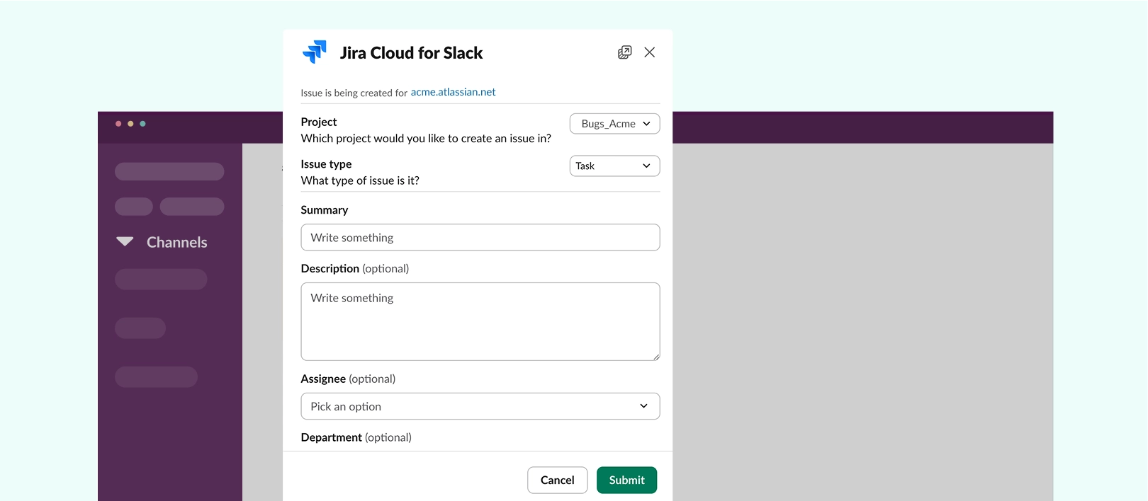 jira cloud for slack ticket