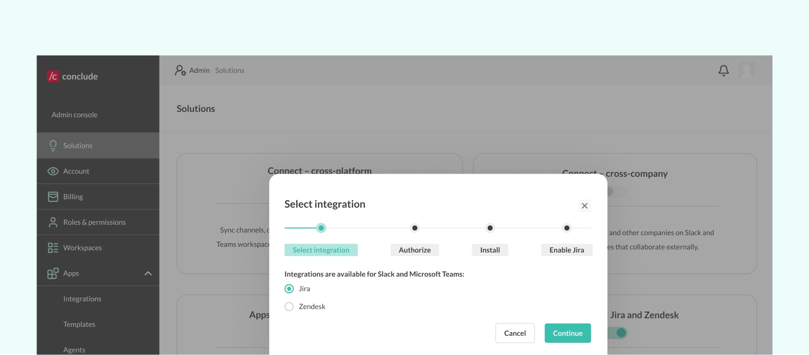 select the jira slack integration