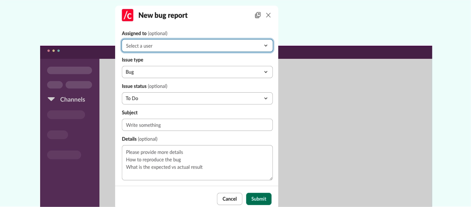 create a jira ticket with a slack command