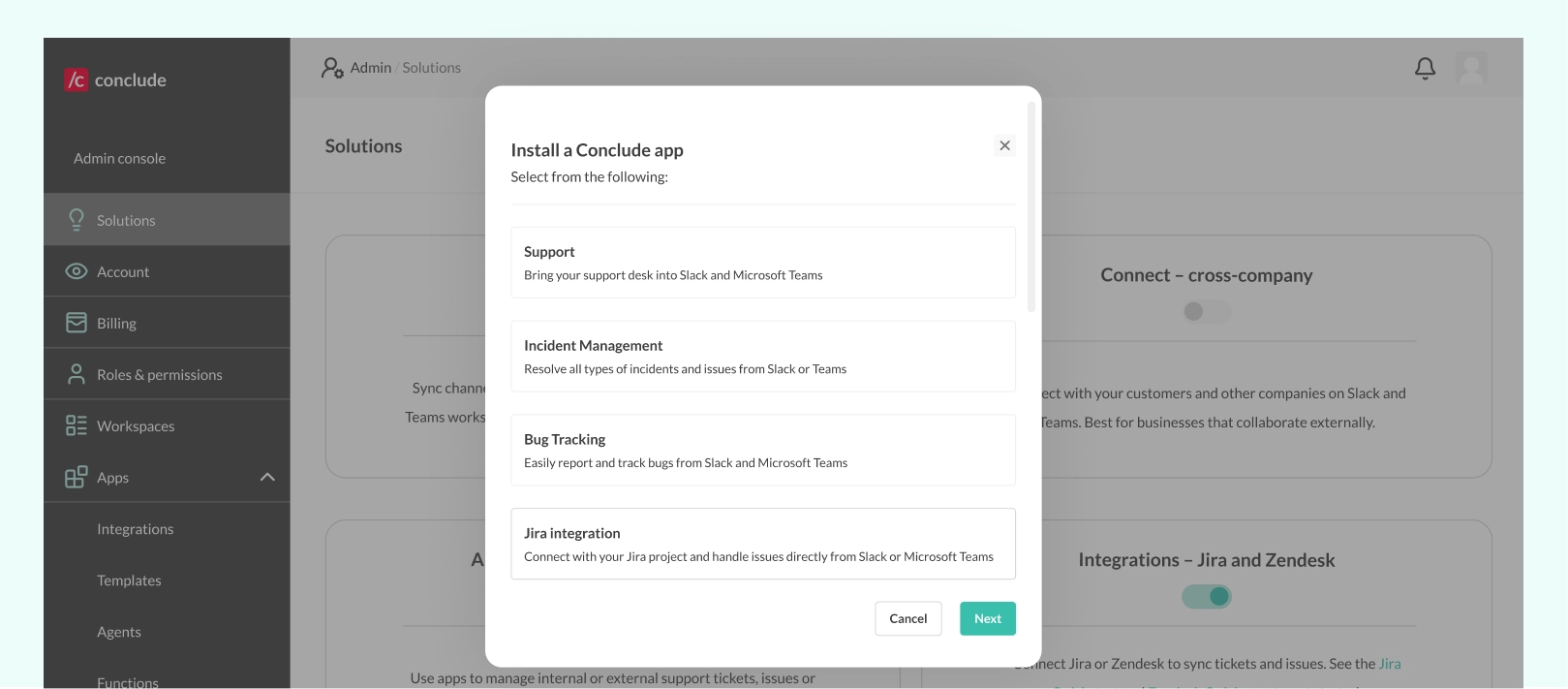 add a conclude app template 