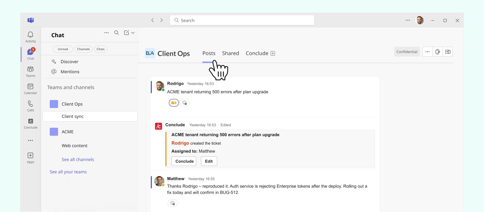 create a jira ticket from teams