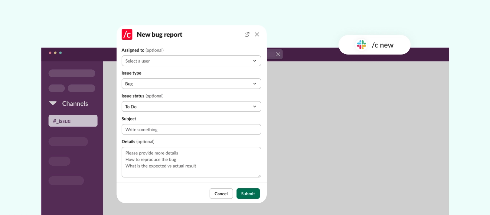 create a jira ticket from slack