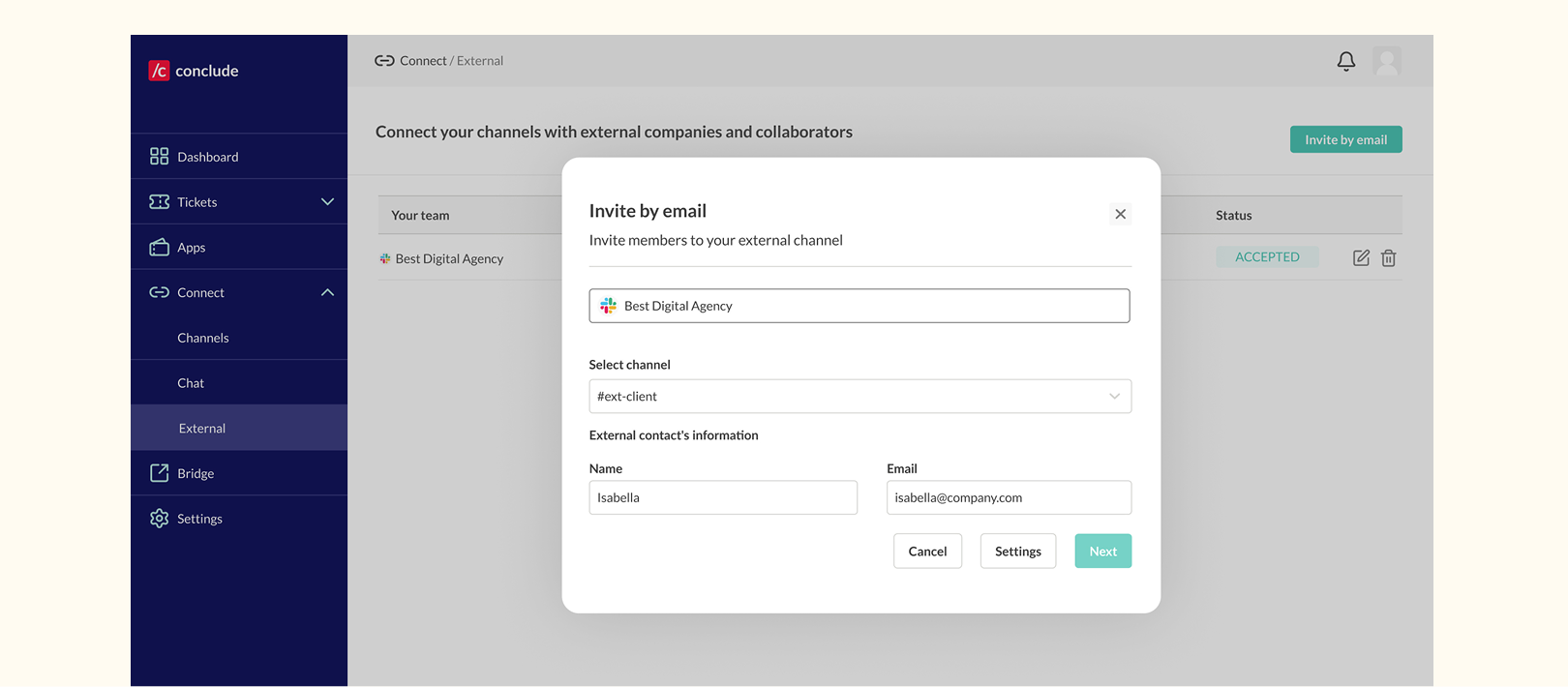 invite external collaborator by email