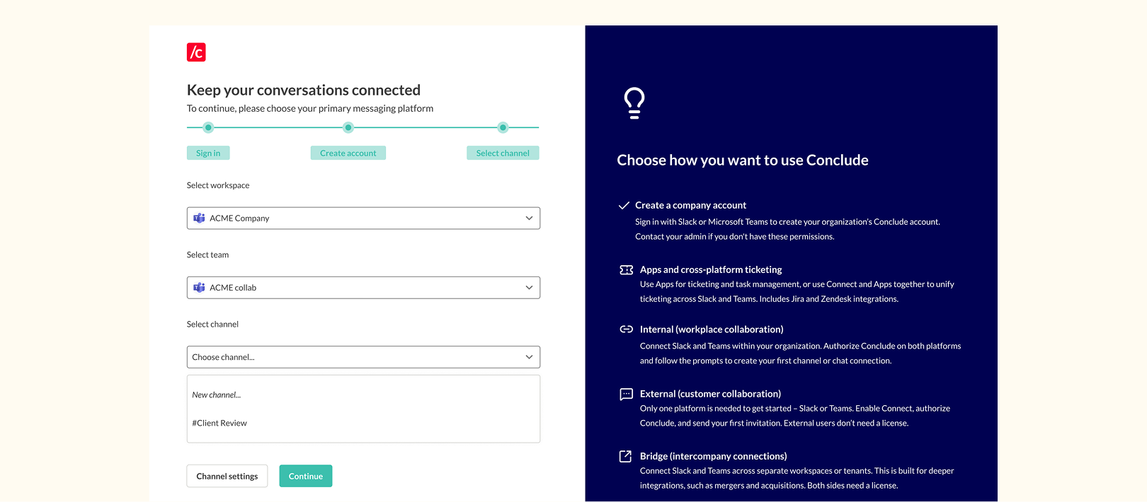 choosing how to connect Slack and Teams, including Bridge