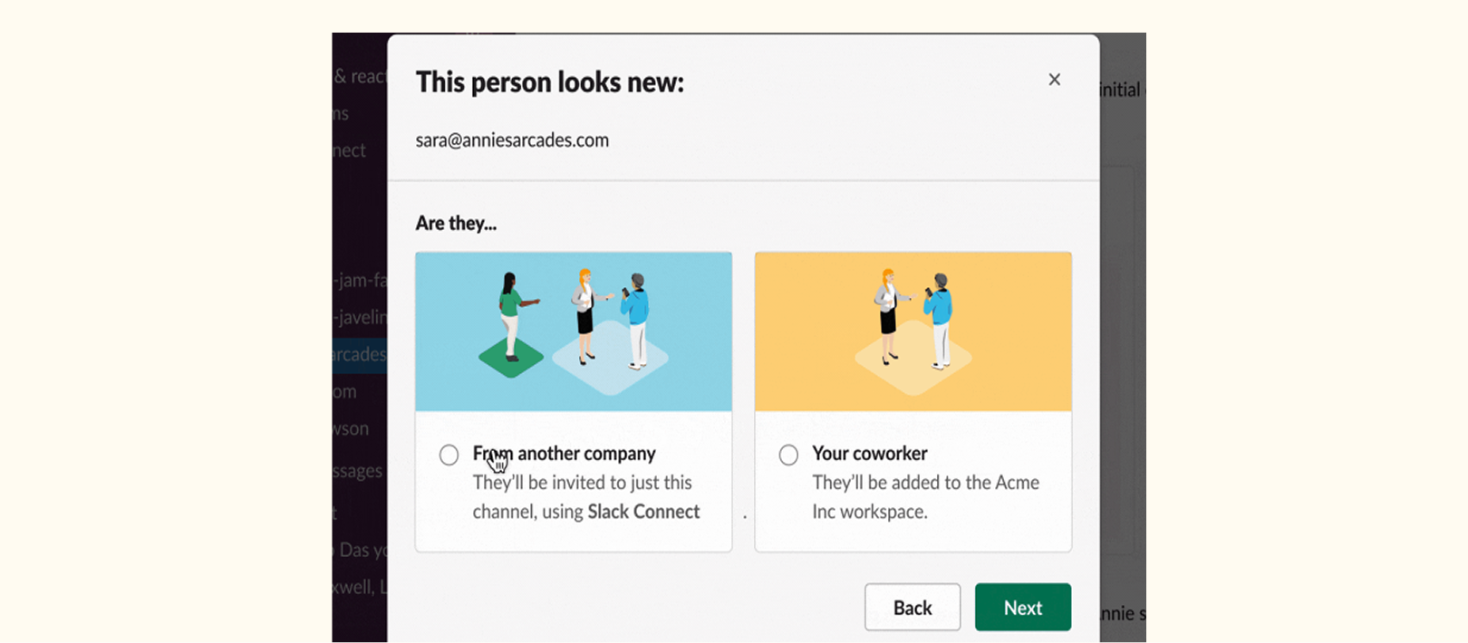 identifying an external collaborator via Slack Connect