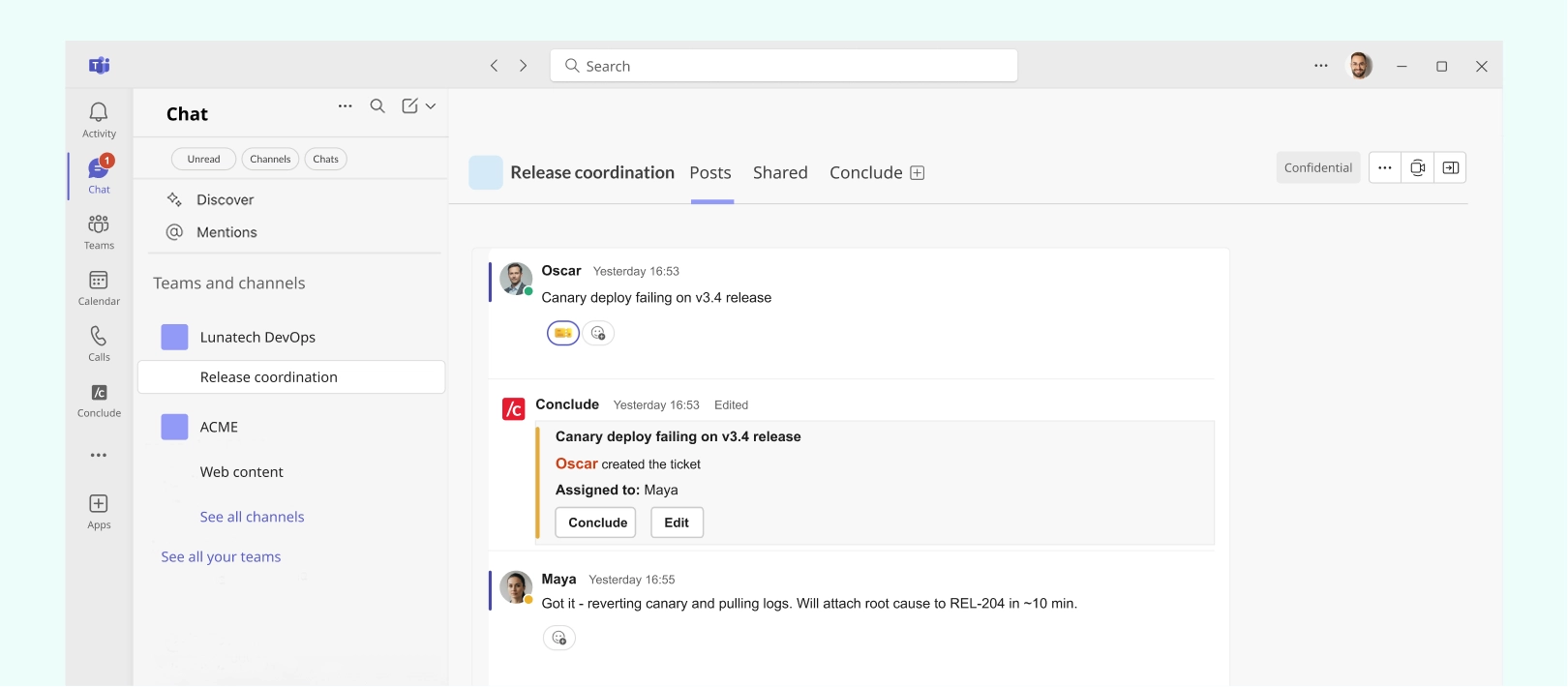 jira ticket from teams