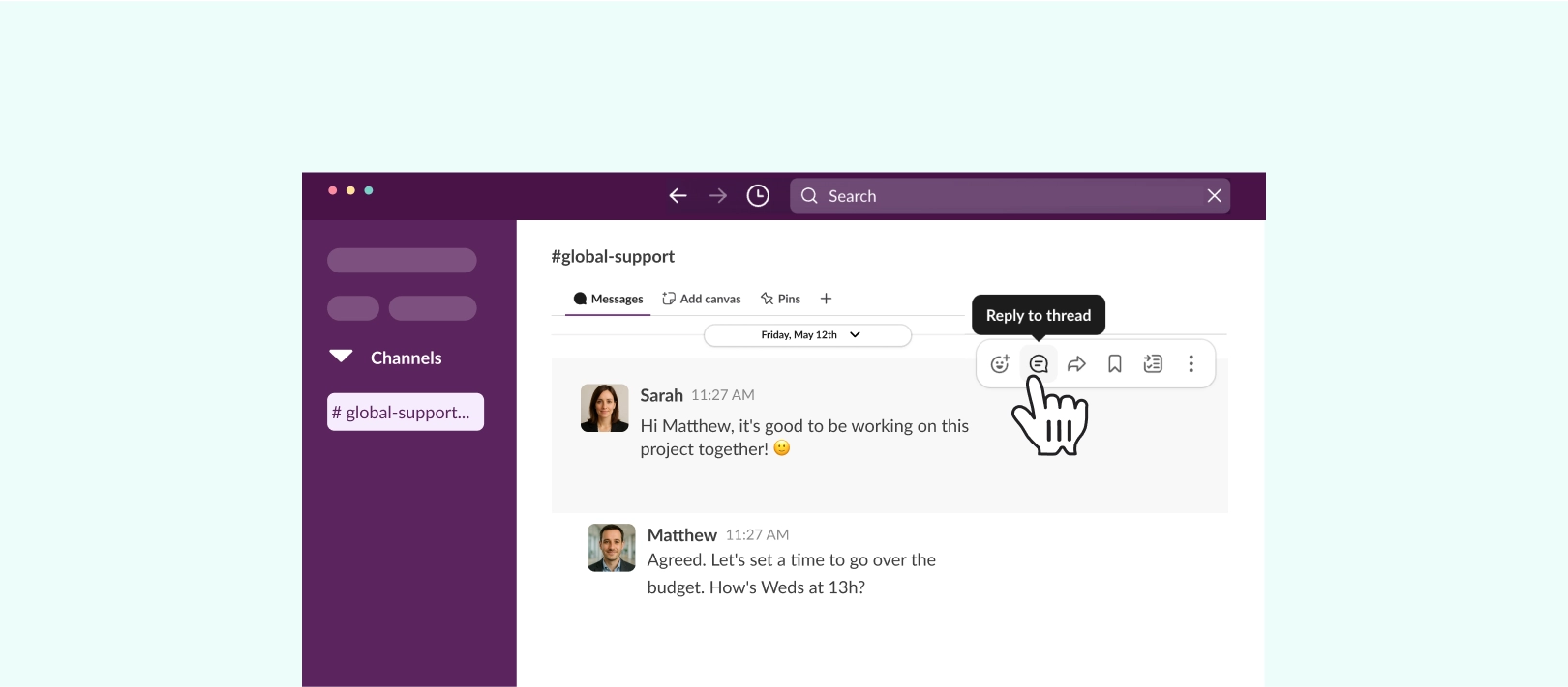 threaded messages in slack
