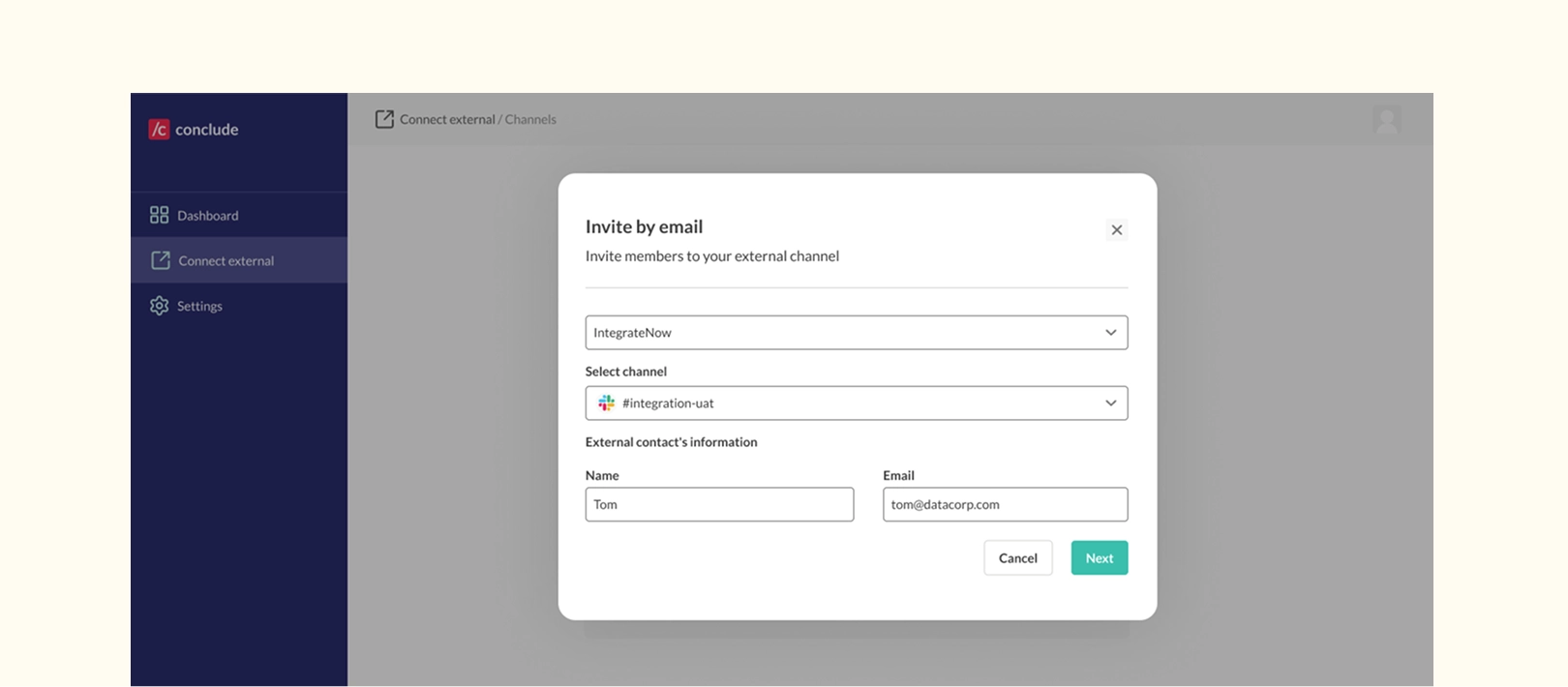 invite external collaborator by email