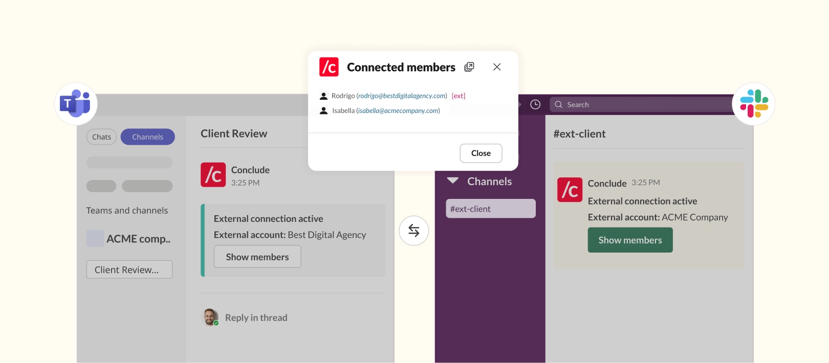 slack teams external collaboration chats