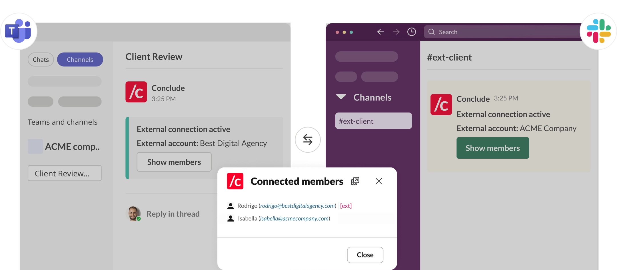 connected members message syncing