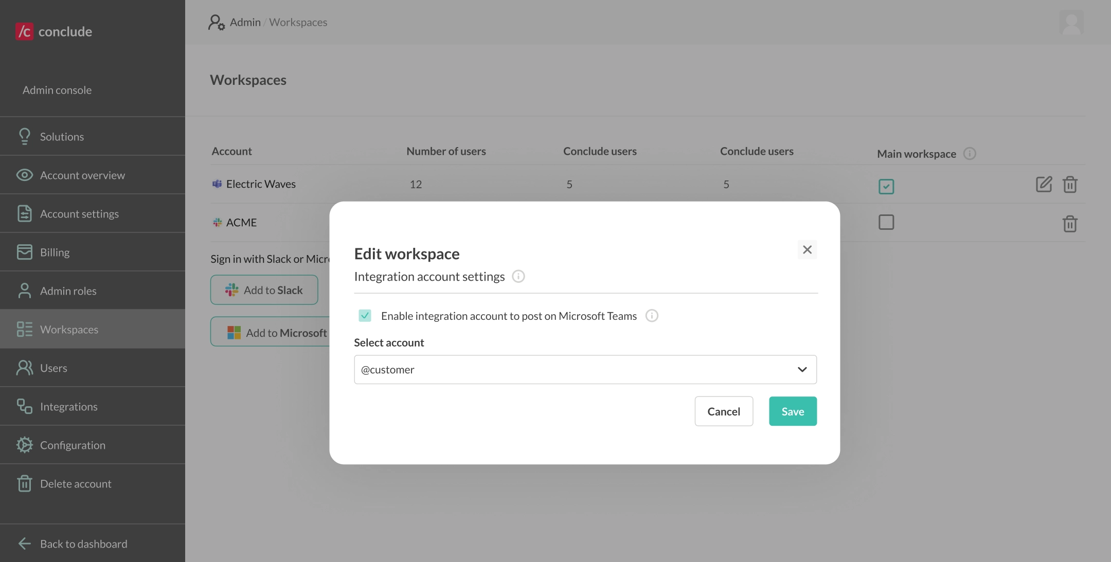 integration user account settings