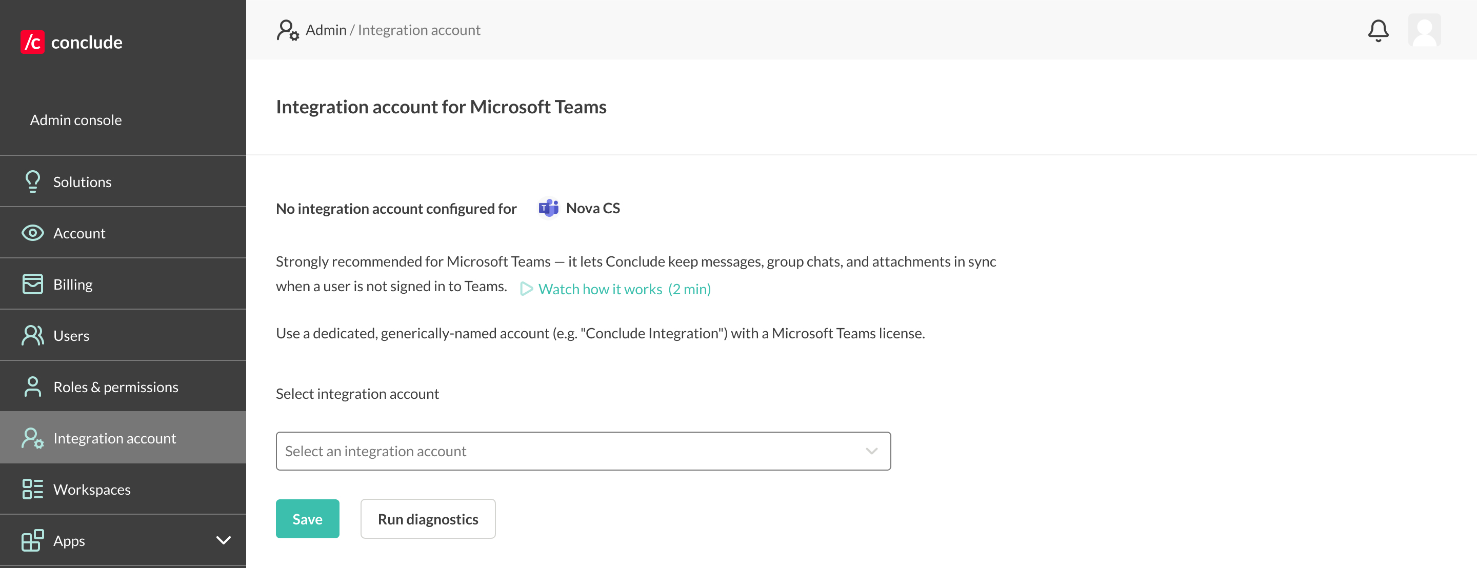 integration account setup for teams