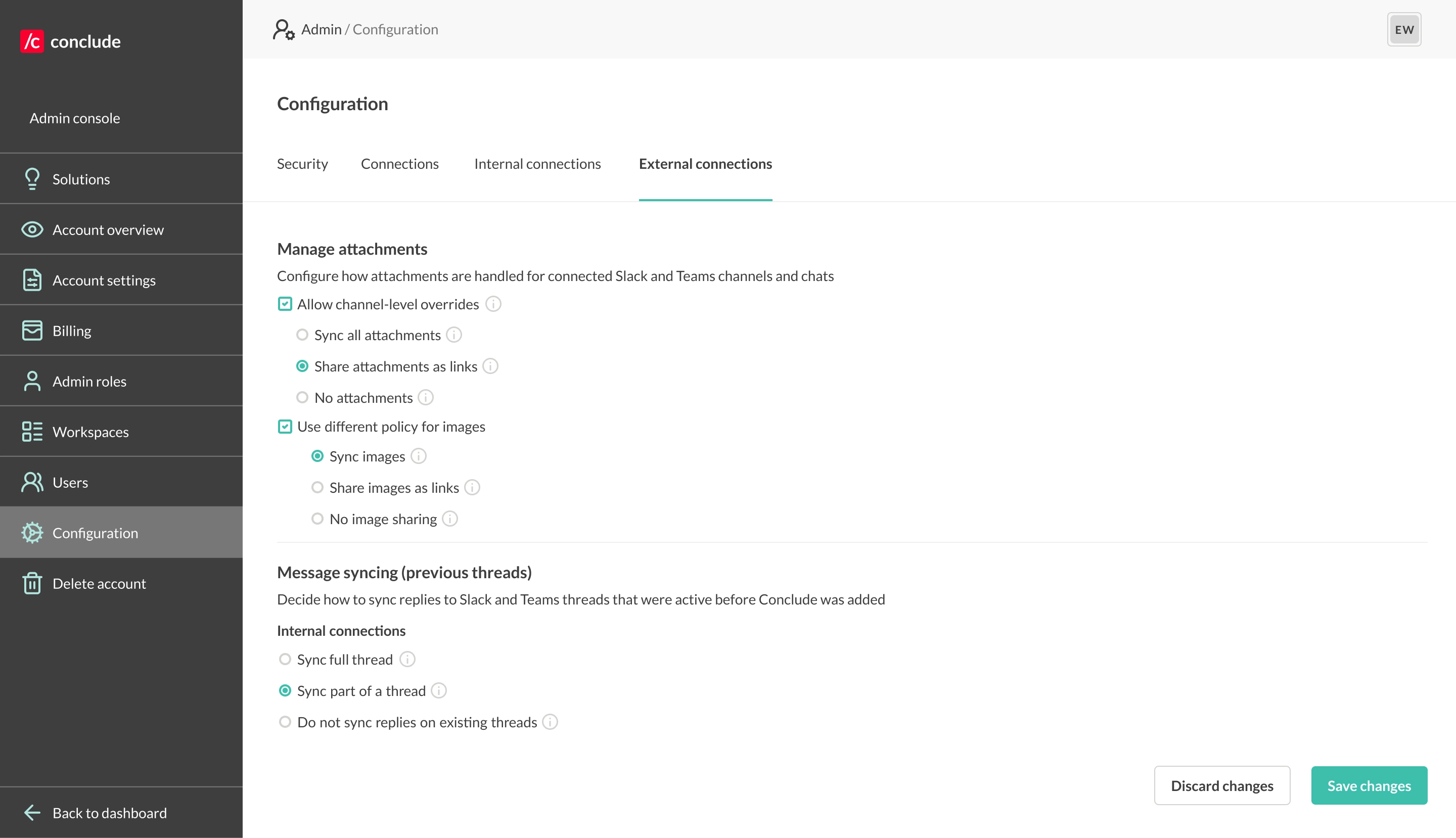 sync message threads externally