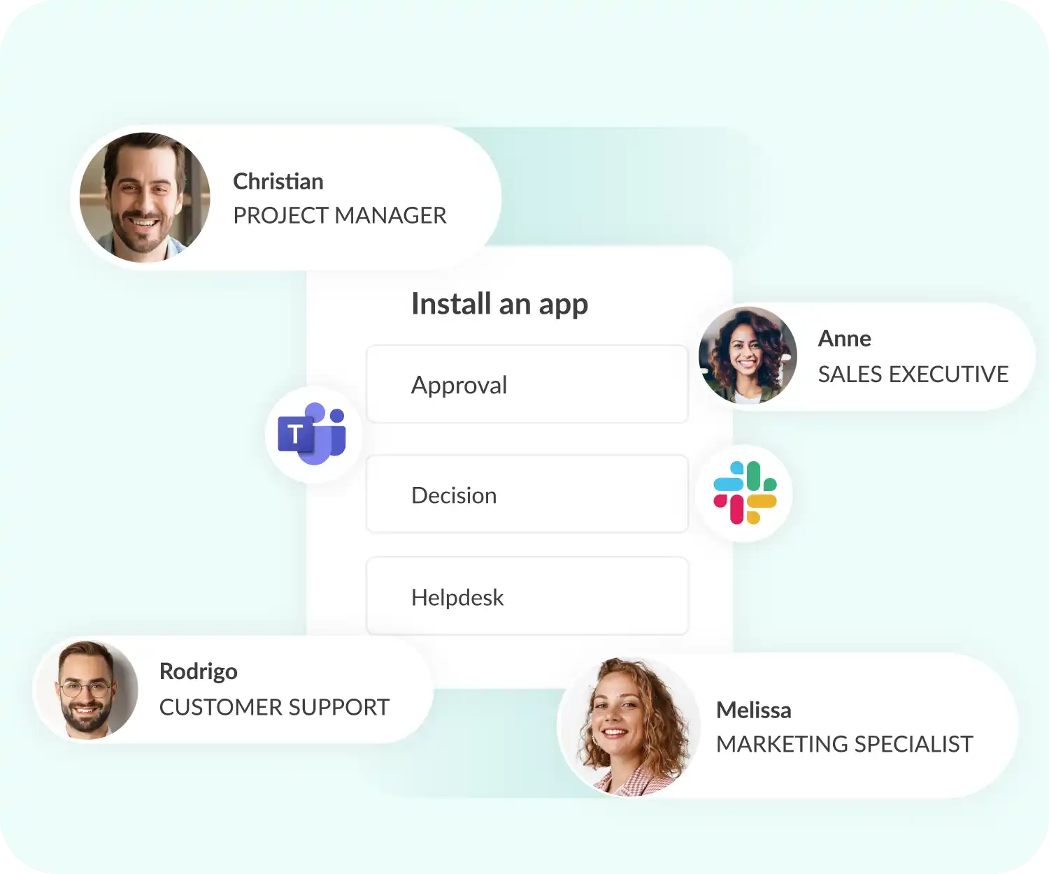 No code apps for every department on Slack and Teams