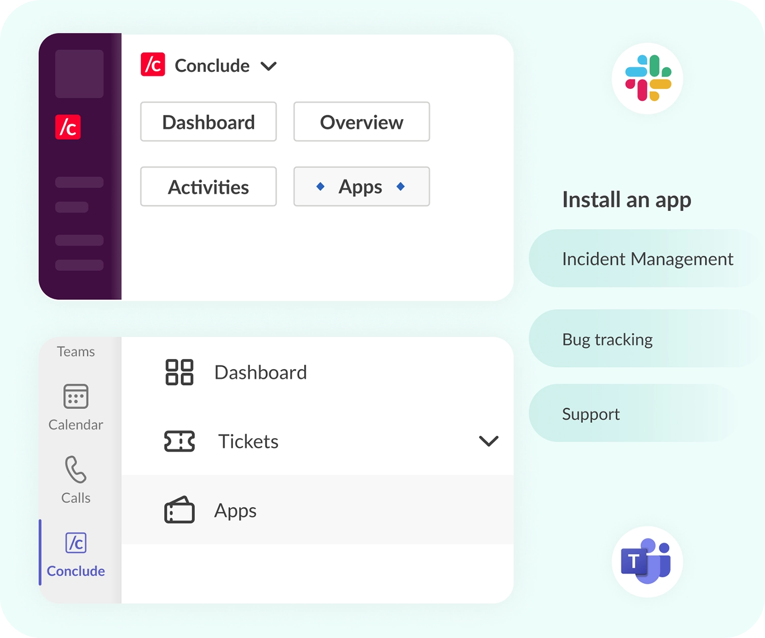 apps for slack and teams ticketing system