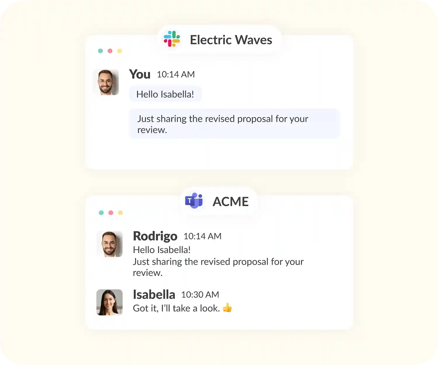 work with clients from slack or teams