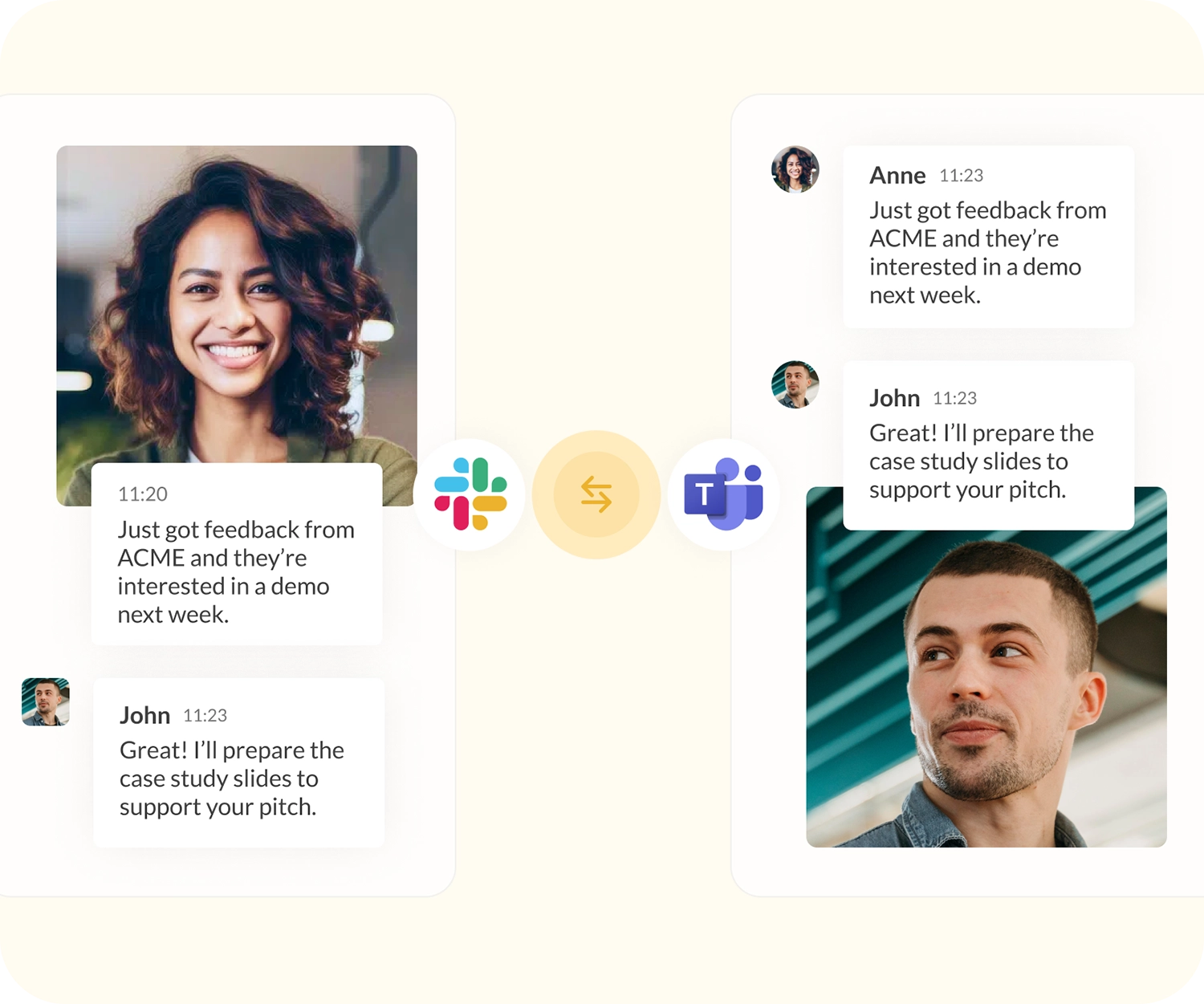 connect internal teams slack and teams