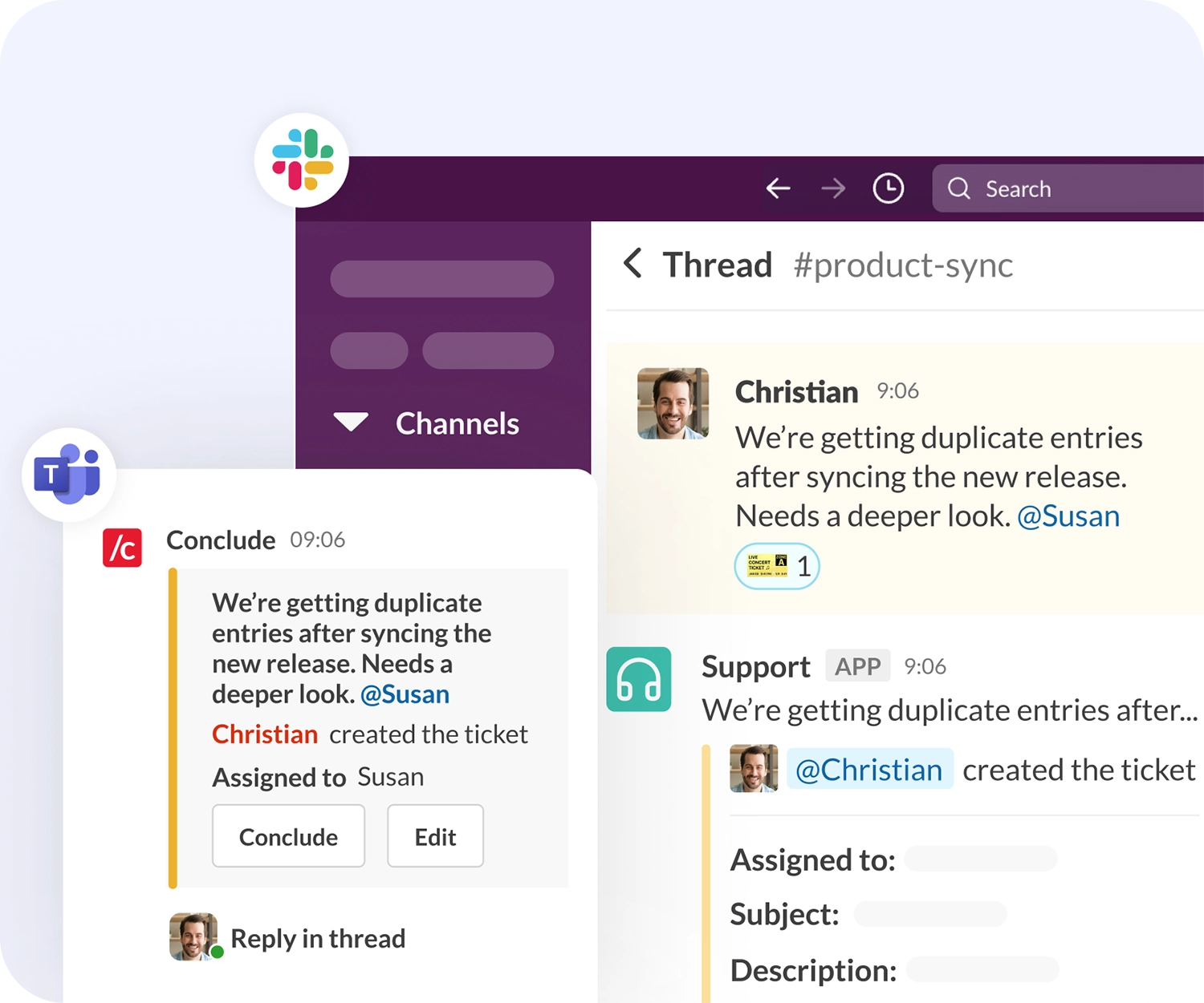turn chats into tickets connected apps slack teams