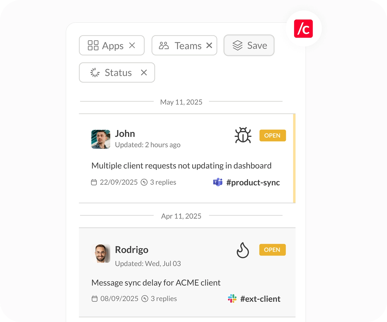 dashboard with tickets and metrics