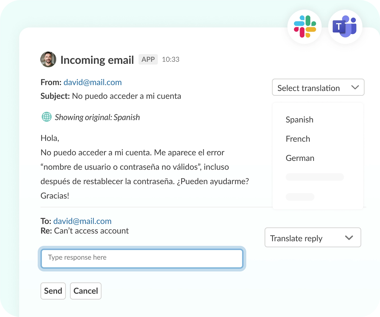 ai powered ticketing and translation slack teams