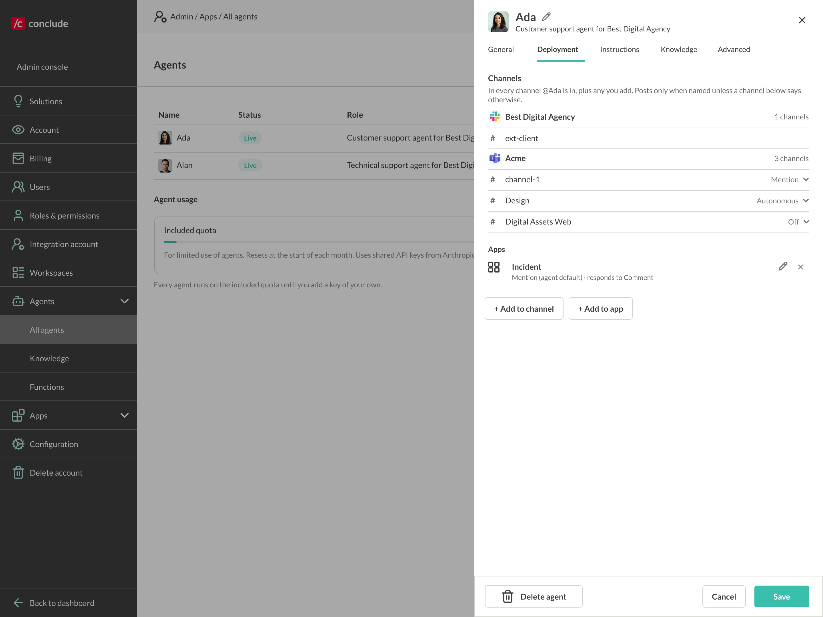 where an ai teammate is deployed across slack teams channels and apps