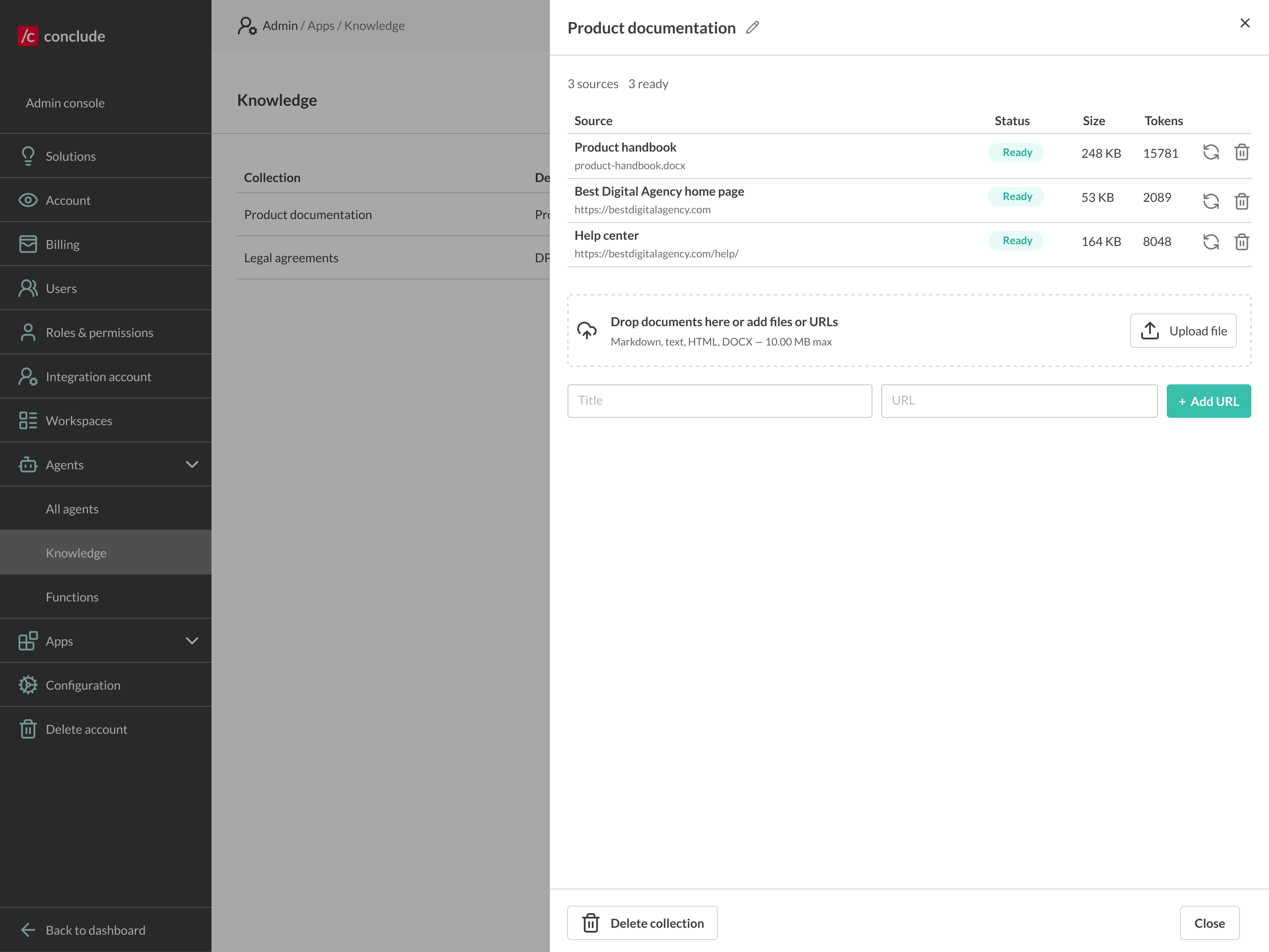 a knowledge collection with its sources indexed and ready to use