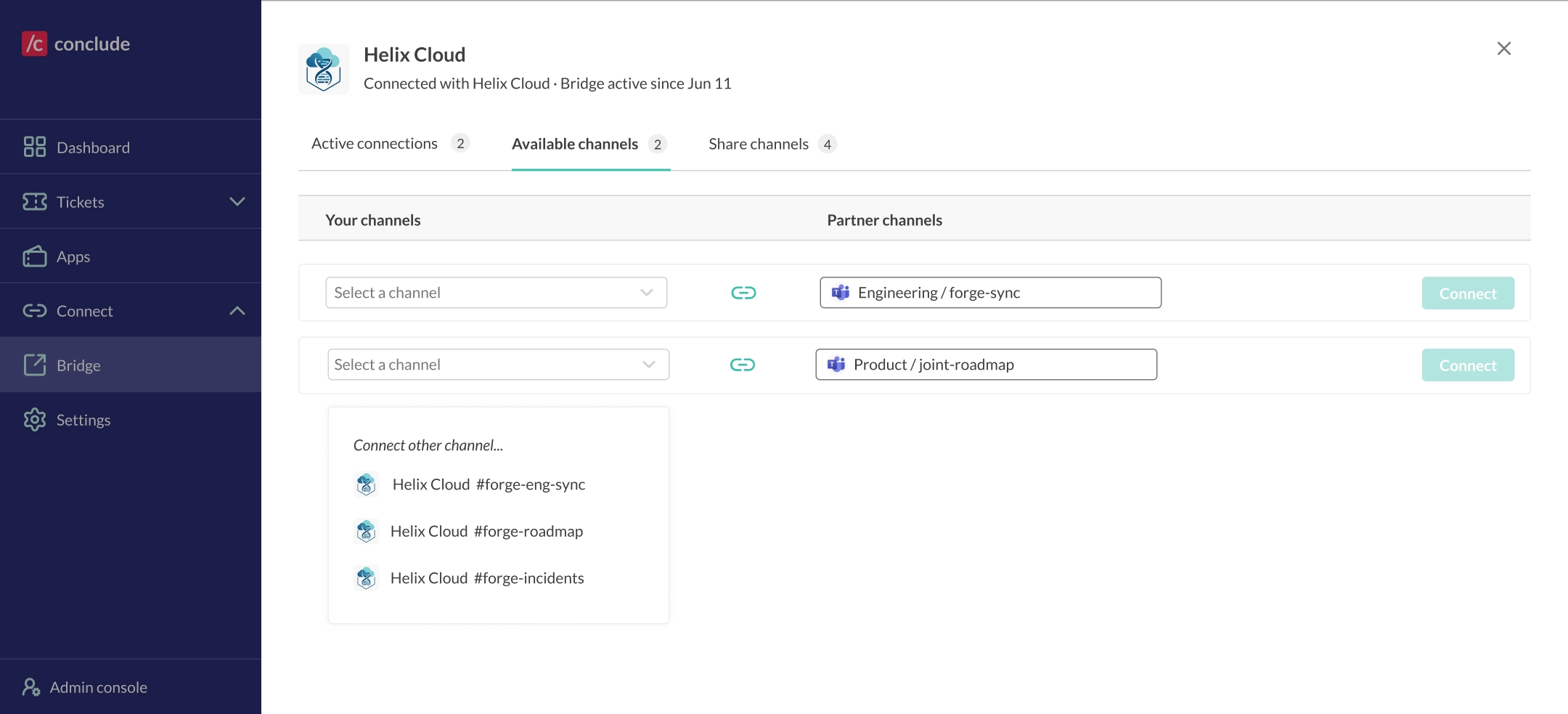 manage channel pairs