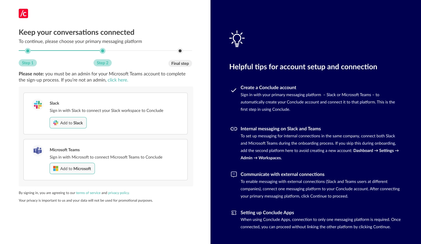 add to slack and add to microsoft teams