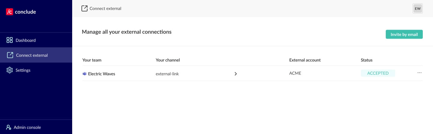 web dashboard shows slack and teams connections