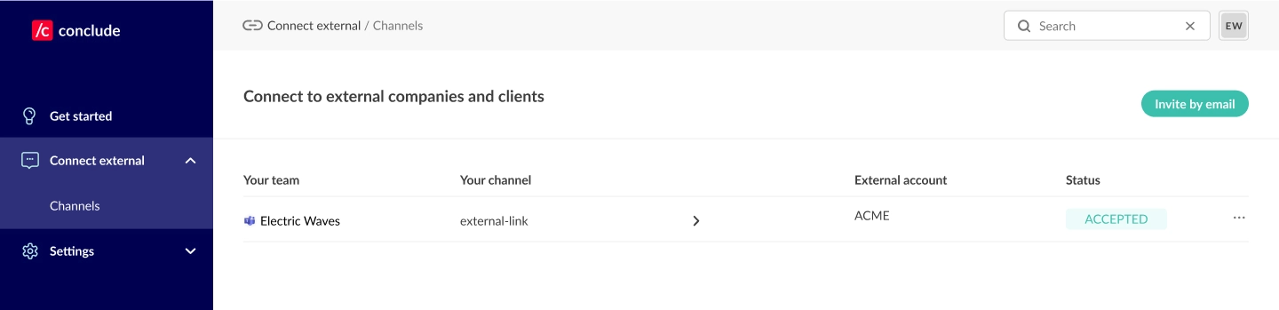 web dashboard shows slack and teams connections
