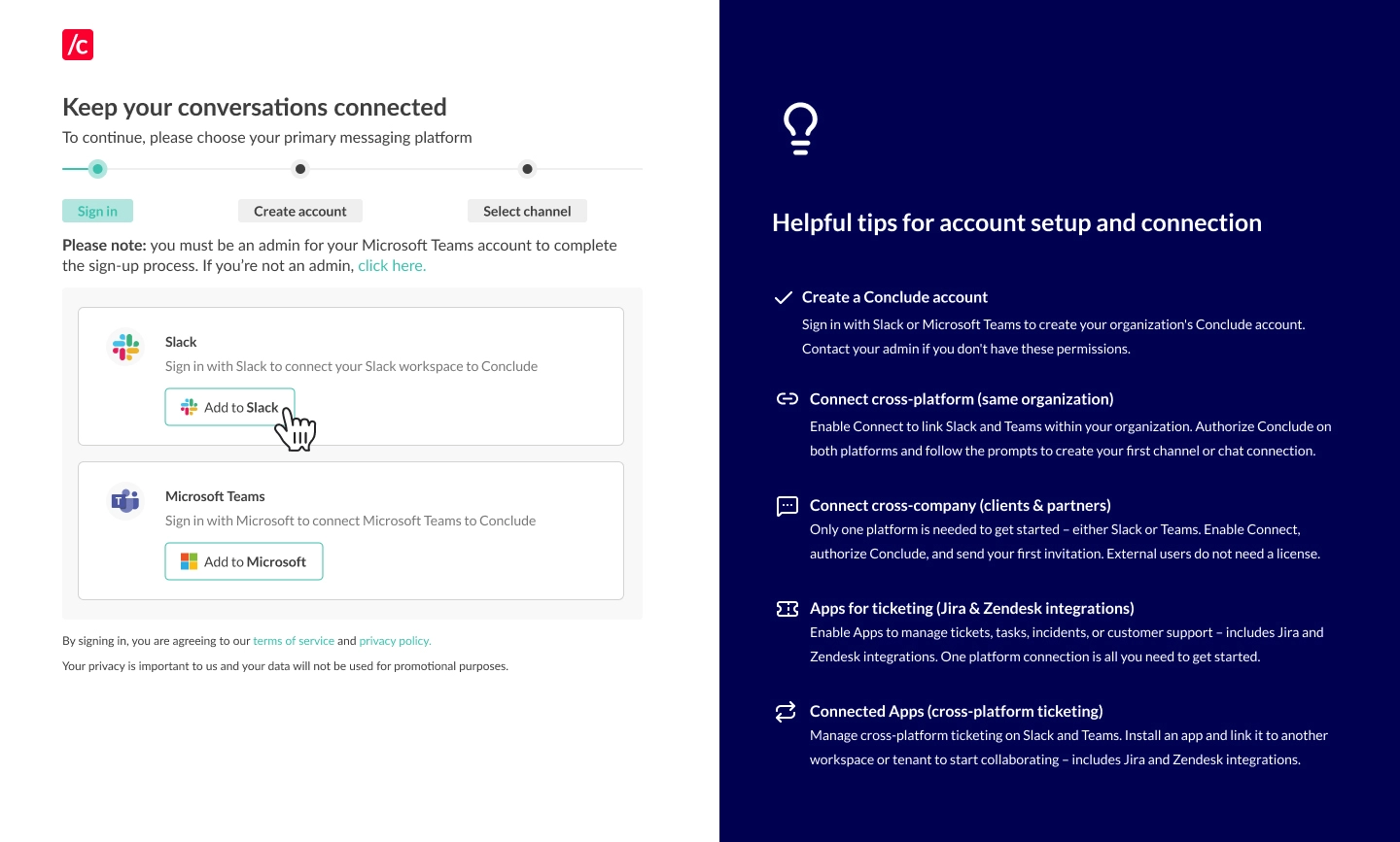 select your messaging platform