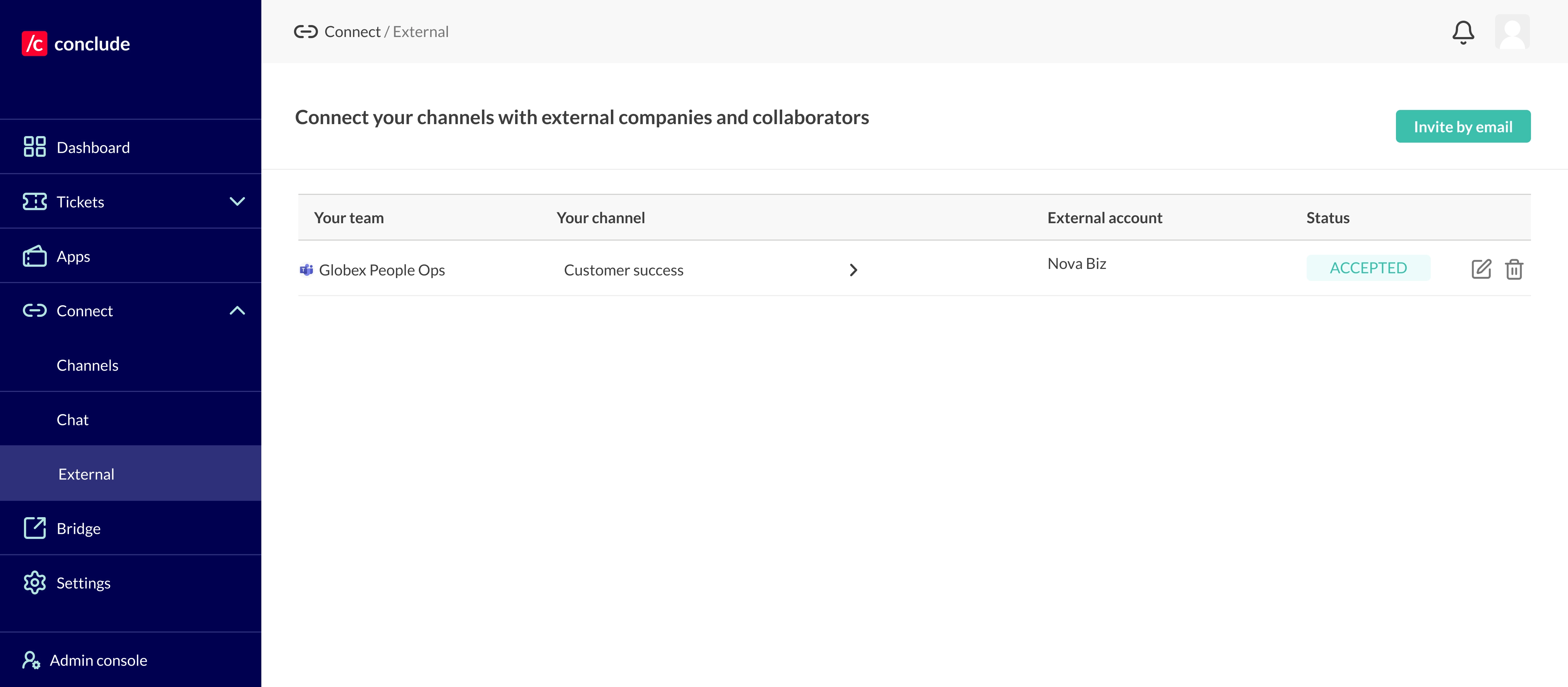 external connections web dashboard conclude connect